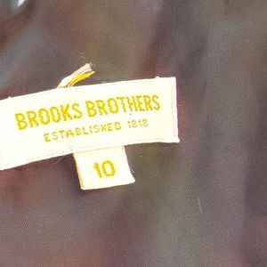 Navy and white polka dot Brooks Brothers dress.